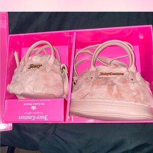 Juicy Couture Pink Faux Fur Handbag Set Mom / mini set